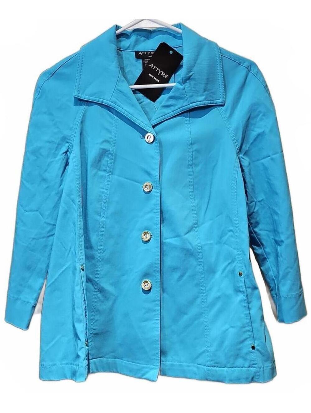 Attyre 4 Button Jacket Aqua Blue Turquoise Size Small New With Tags